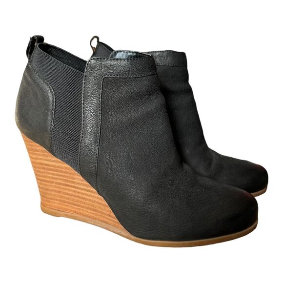 Crown Vintage Carly Chelsea black wedge boots size 10 - Picture 2 of 12
